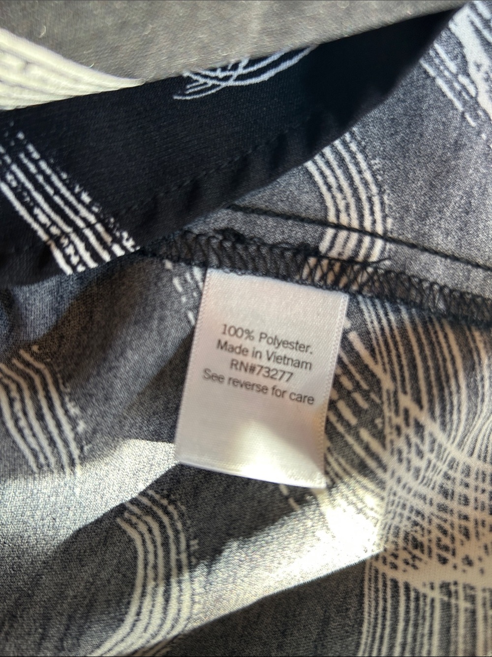 Nine West Black V Neck Blouse with White Abstract Swirl Print - Picture 5 of 6